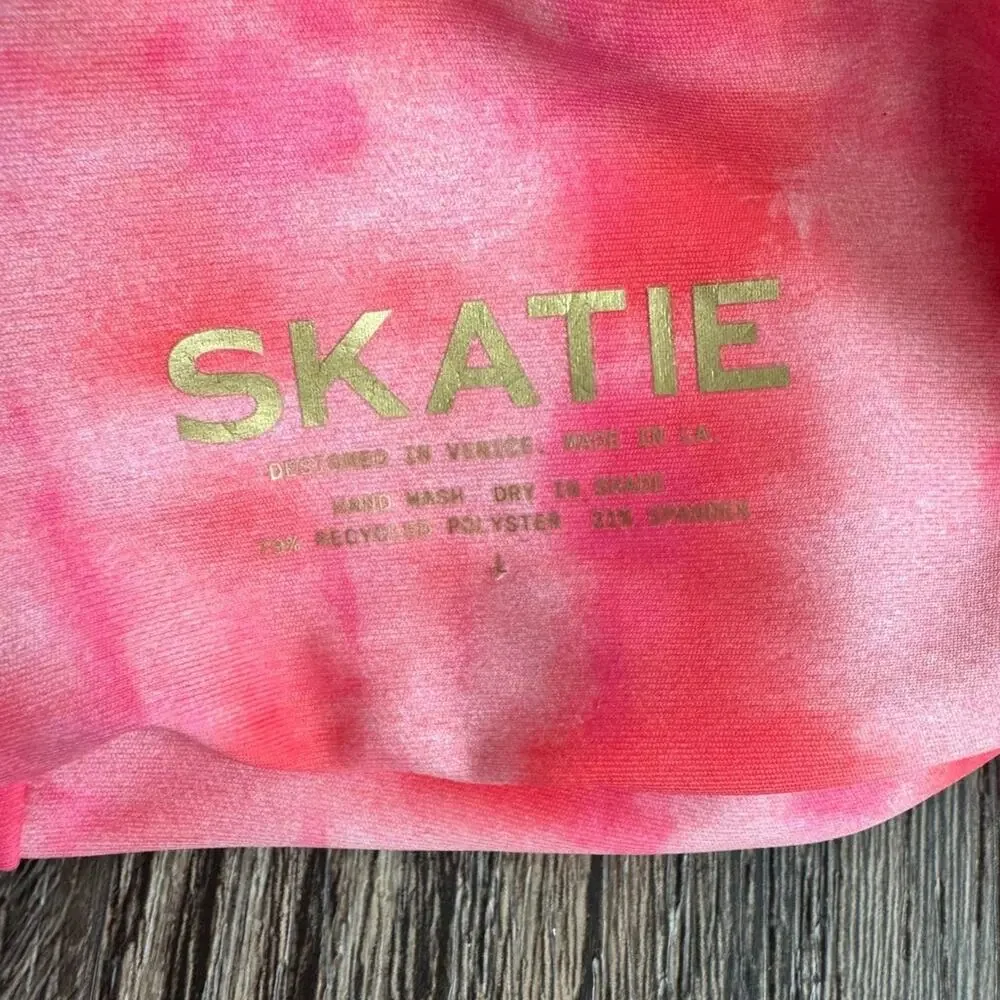 Skatie Pink Tie-Dye Triangle Bikini Top